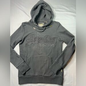 Superdry Unisex Black Hoodie Sweatshirt size 6
